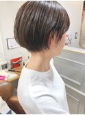 大人可愛い小顔丸みショートボブサイド 横顔似合わせベージュ!