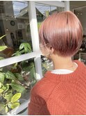 ピンクベージュ×ショート