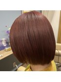 ミディアムボブ×ピンクウォームブラウン