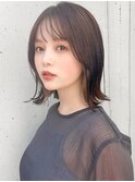 こなれミディ薄めバングレイヤーカット結べるボブセミディ