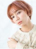 アプリコットオレンジ小顔丸みショートa小山20代30代 