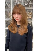ミルクティーベージュ顎ラインボブケアブリーチワイドバング