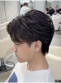 フェザーショートフェザーパーマセンターパート熊本メンズカット