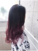 黒髪×ピンクグラデーション