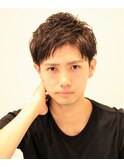 ツイストパーマ 七三オールバックコンマヘアショートレイヤー