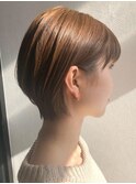 小顔20代30代大人耳掛け☆ナチュラルブラウン×ヘルシーショート