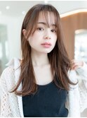 大人かわいい前髪セシルカットココアブラウンフリンジウェーブ