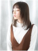 シースルーバングでツヤ髪レイヤーロングm小山10代20代30代