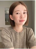 切りっぱなしボブ　ナチュラルデジタルパーマホワイトグレージュ
