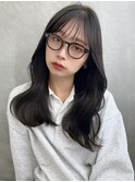 波巻き/小顔/似合わせカット/フェミニンロング/黒髪/ネビージュ