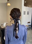 低めの位置の編みおろし