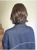 切りっぱなしボブ外ハネ外国人風ボブブラウンカラー前髪なし