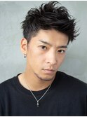 ツイストパーマ七三オールバックマッシュウルフスリークショート