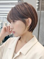 ロンドシエル 横浜(Lond ciel)&nbsp;ミニウルフチェリーブラウンブリーチなしショートボブ前髪/横浜