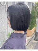 地毛風カラー　ぱっつんミニボブ