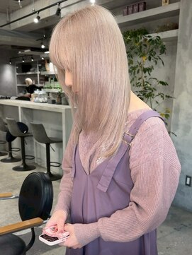 アポロ 横浜駅店(apollo) xカラー/ホワイトグレージュ/レイヤーカット/チェリーブラウン