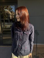 ヘアーアイストゥーレ(HAIR ICI TRE)&nbsp;暖色カラーオレンジカラーブリーチなしカラー顔まわりレイヤー