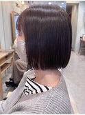 縮毛矯正×小顔似合わせぱっつんボブ★ダークグレーバイオレット