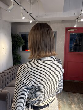 エイム ヘア リアム 調布店(eim hair liam) 切りっぱなしボブ×ベージュ×髪質改善トリートメント