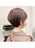 20代30代40代 ショートボブ 前髪なしショート ピンクベージュ