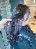 インナーカラーミディアムレイヤーパープルアッシュ