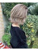 切りっぱなしボブ エアリーロング 美髪 ピンクブラウン
