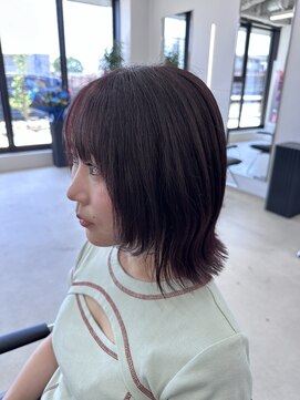 シンパ(sympa) 顔周りレイヤー外ハネボブ×ピンクカラー6Lv