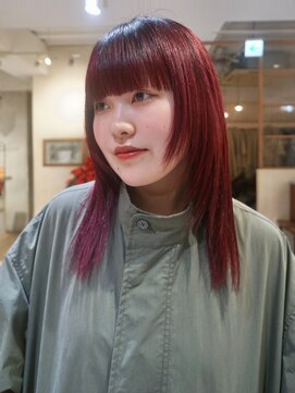 カナン(CANAAN) チェリーレッド ワイドバング レッドカラー