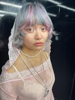 キジ(KIJI) レイヤーボブ/オン眉/ワイドバング/デザインカラー/ハイトーン