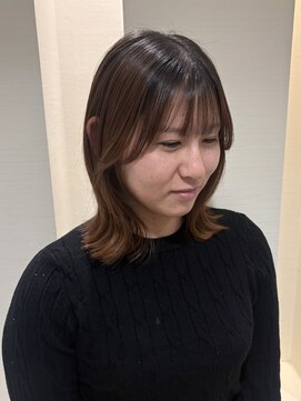 ディックス 浜野店(dix) 小顔見せ顔周りカット*艶ブラウンミディ