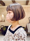 愛されボブ/梨花/ミニボブ/ゆるふわ/ワンカールパーマ/ベージュ