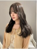 福井 ブリーチなし オリーブグレージュ 透明感カラー 韓国風