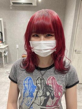 リアイス(Re:ICE) チェリーレッドブラックエンドカラーミディアムウルフ