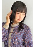 姫カット_ワンレン_ミディアム_前髪ぱっつん_前髪カット/黒髪