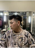 ハイライトマッシュパーマウルフアッシュブラック