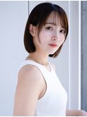 ぱっつん前髪シンプルストレート愛されショート顎ラインボブ美髪