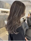 白髪ぼかしグレージュハイライトミディアム透明感カラー