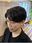 波巻パーマ センターパート