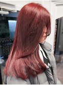 【白石】ブリーチなし赤髪ワインレッド暖色レイヤーカット原宿