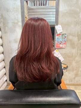 クレエ ヘアー デザイン(creer hair design) ゆるふわウェーブ巻きセミロング×うるツヤバーガンディ艶カラー