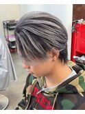 ホワイトシルバーグレーバレイヤージュセンターパート
