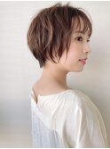 ふんわりショートボブ/ココアベージュ小顔似合わせカットp大宮