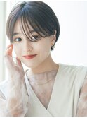 暗髪×束感ショート×シースルーバング×フレンチガーリー