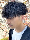 ツイストスパイラルパーマメンズマッシュ波巻きスパイラルパーマ