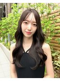 20代30代40代◎前髪パーマ韓国風巻きくすみベージュお団子ヘア