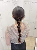 タイト編み込みヘアアレンジ