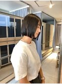 大人かわいい切りっぱなしボブ/透明感地毛風カラー