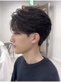 フェザーショートフェザーパーマセンターパート毛流れニュアンス