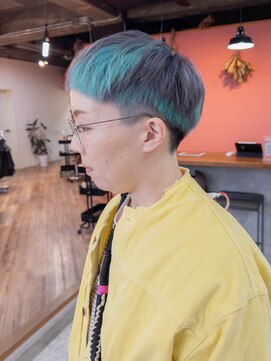 ノア(noa.) グレーと水色のランダムデザインラー