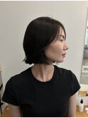 黒髪ボブ　フリンジボブ